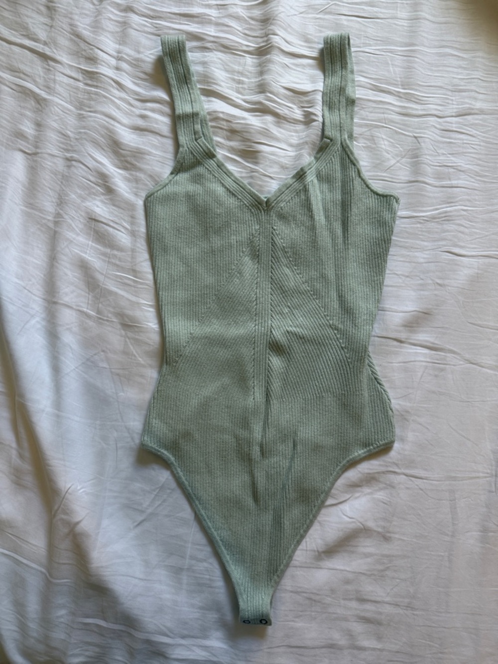 Abercrombie & Fitch Ribbed Body Suit in Sage Green
